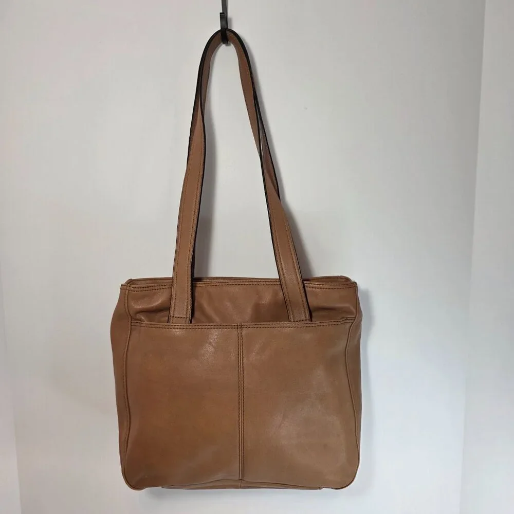 Stone Mountain Genuine Leather Tan Shoulder Bag Organizer Pockets